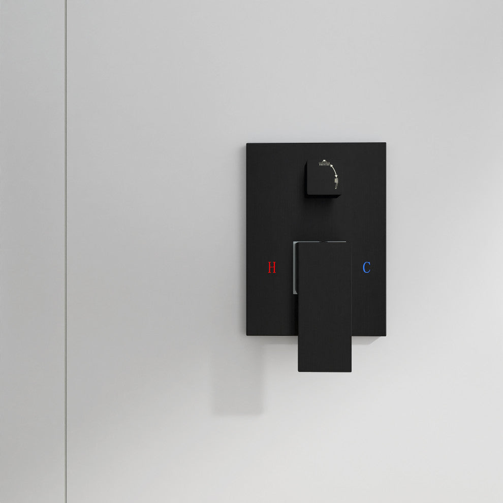 Wall Mount Shower Faucet With Rough-In Valve, Matte Black