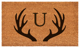 Calloway Mills Antler Monogram Doormat, 30"x48", Letter U
