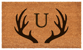 Calloway Mills Antler Monogram Doormat, 30"x48", Letter U