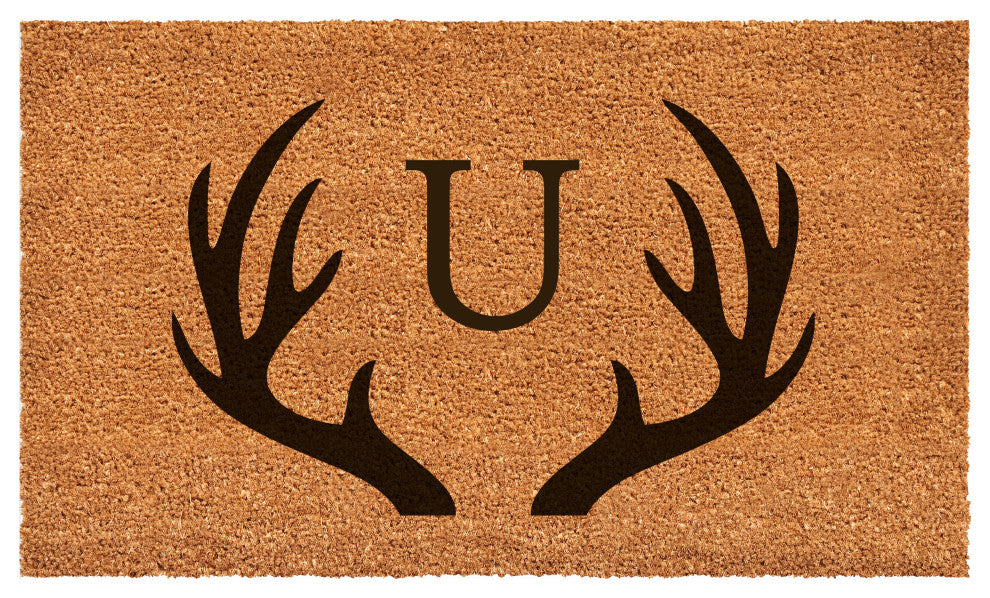 Calloway Mills Antler Monogram Doormat, 30"x48", Letter U