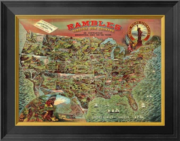 "Rambles Through Our Country, 1886" Framed Canvas Giclee by Unknown, 20x16"