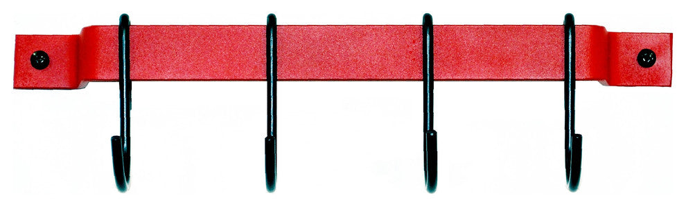 12" Bar Rack Red with 4 Black Regular Hooks