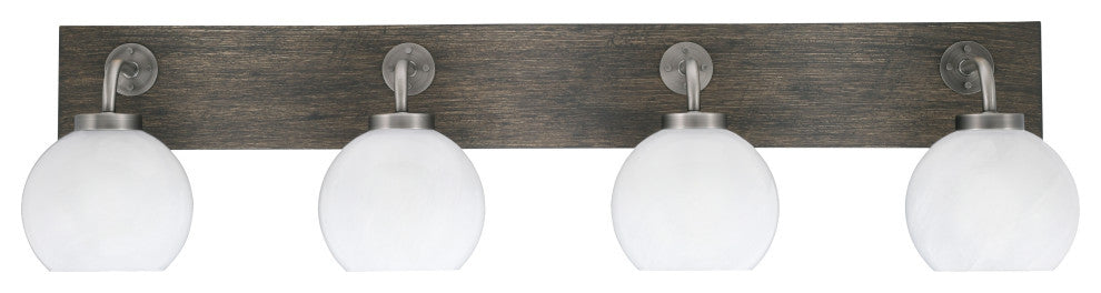 Oxbridge, Bath Bar, Graphite & Painted Distressed Wood-look, 5.75" White Marble