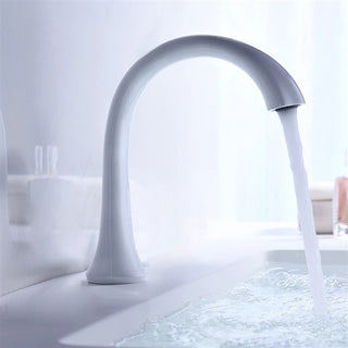 Restroom White Automatic Sensor Hands Free Faucet