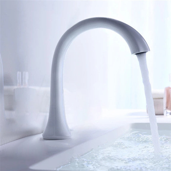 Restroom White Automatic Sensor Hands Free Faucet
