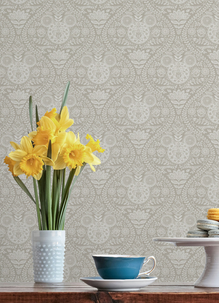 Disney Mickey Mouse Cream Block Print Peel and Stick Wallpaper