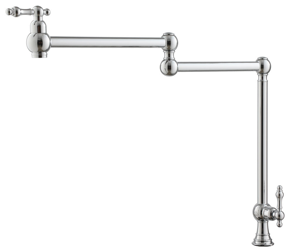 Deck-Mounted Double Handle Pot Filler Kitchen Faucet Stove Faucet, Chrome Plating