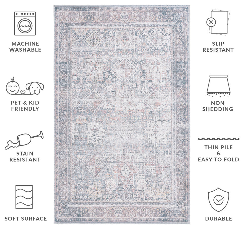 Safavieh Arizona Machine-Washable Collection ARZ199 Rug, Dark Sage/Ivory, 2'6"x8'