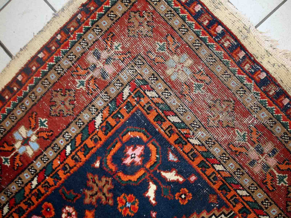 Handmade Vintage Persian Hamadan Rug, 5.7'x7.9', 175cmx240cm 1970s
