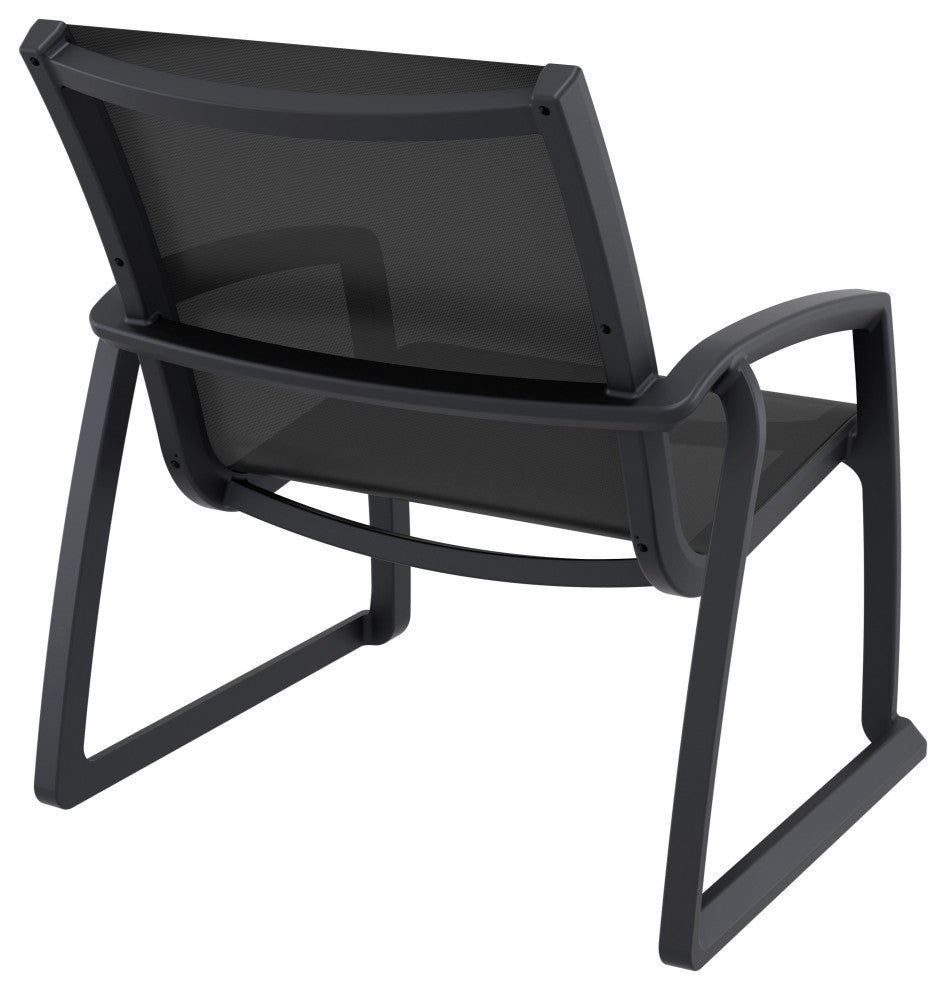 Pacific Club Arm Chair Frame Black Sling Set of 2, Black-Black