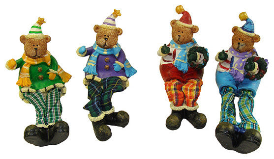 Club Plaid Sitting Teddy Bear Christmas Table Top Figures, Set of 144, 5.5"