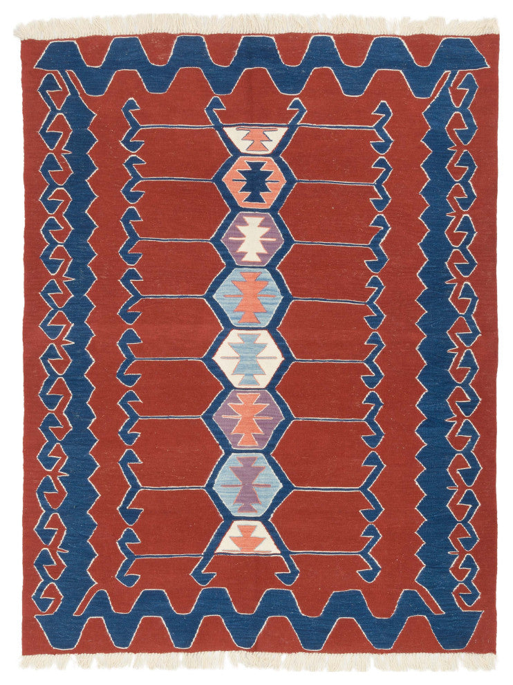 New Handwoven Turkish Kilim Rug 6' x 7' 10", 72 in. x 94 in.