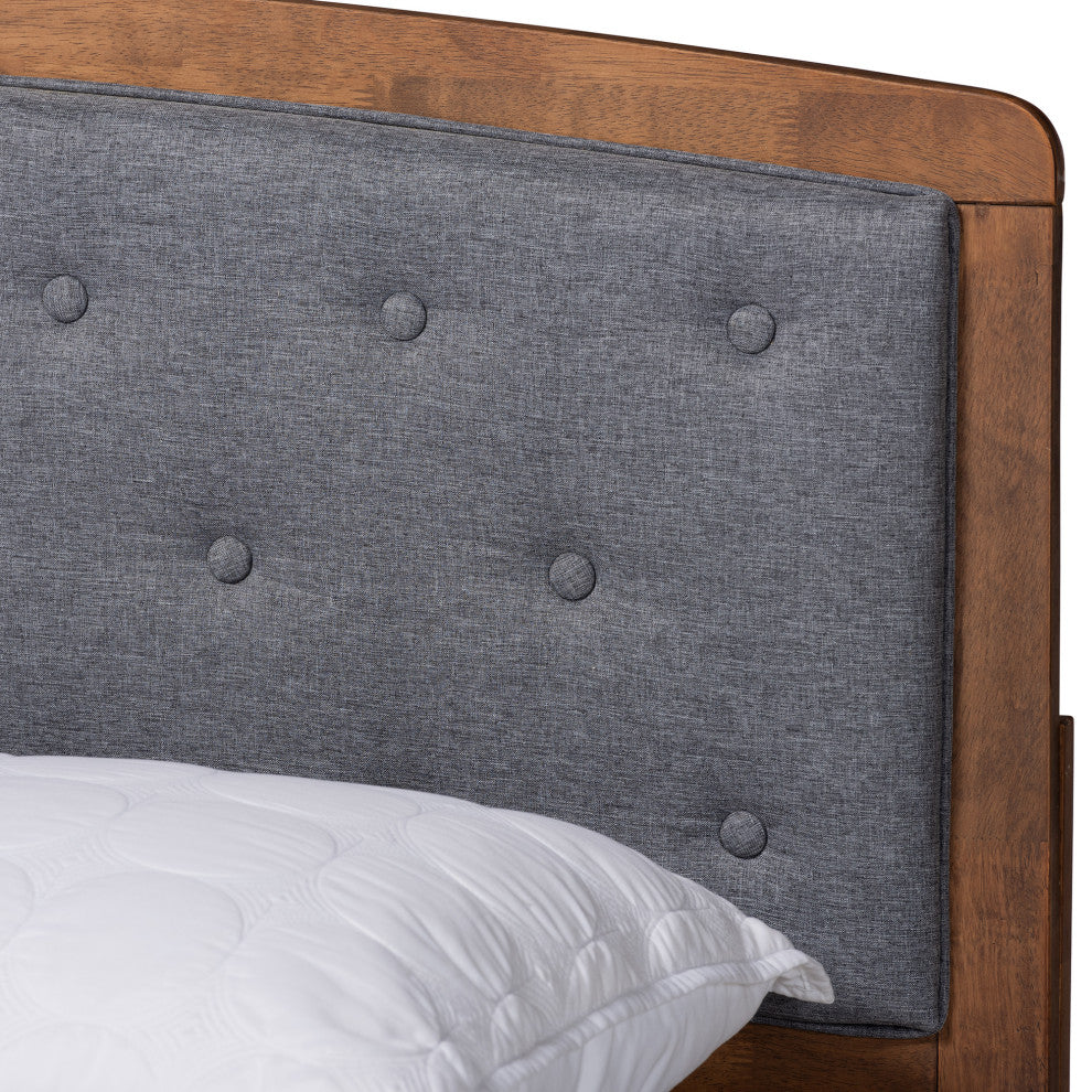 Therese Transitional Gray Fabric Platform Bed, King