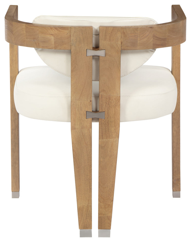 Carlyle Faux Leather Upholstered Dining Chair, Cream, Natural Finish
