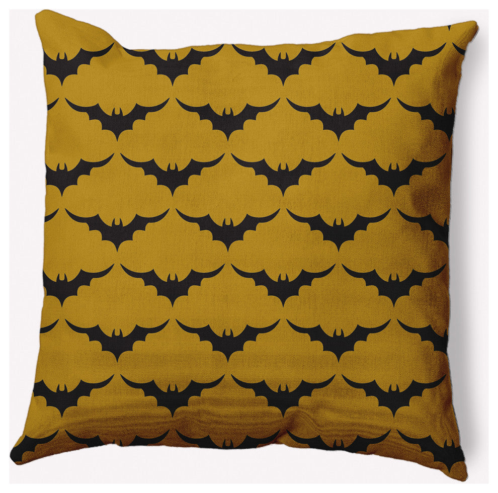 20" x 20" Bat Colony Indoor/Outdoor Polyester Throw Pillow, Autumn Gold