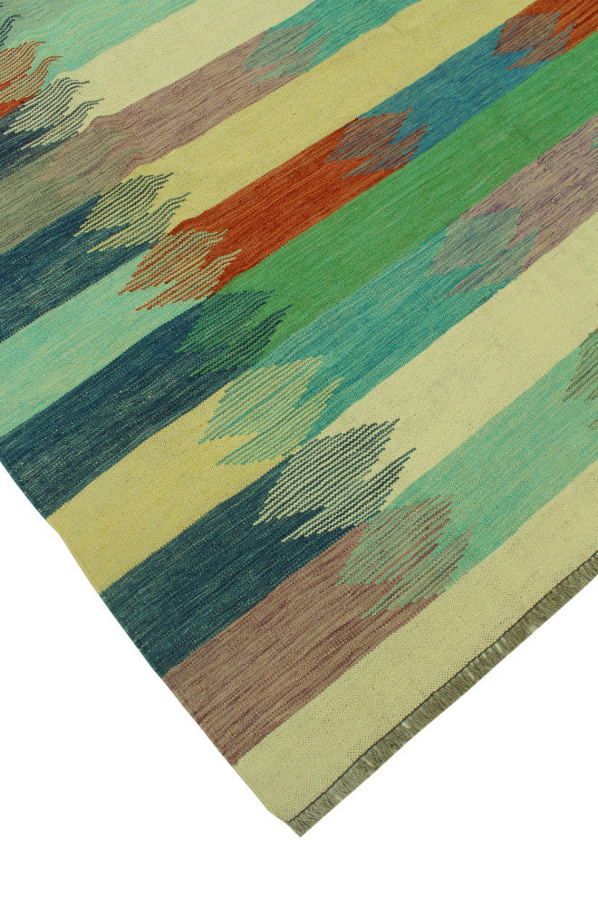 Winchester Kilim Oryngul Gray/Light Green Rug, 6'5x9'8