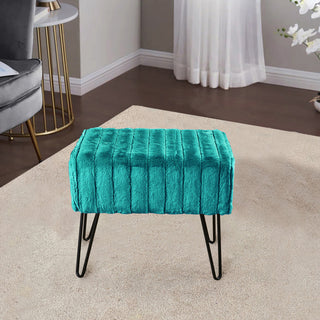 Serenta Super Mink Ottoman, Tile Blue, 19''x13''x17''
