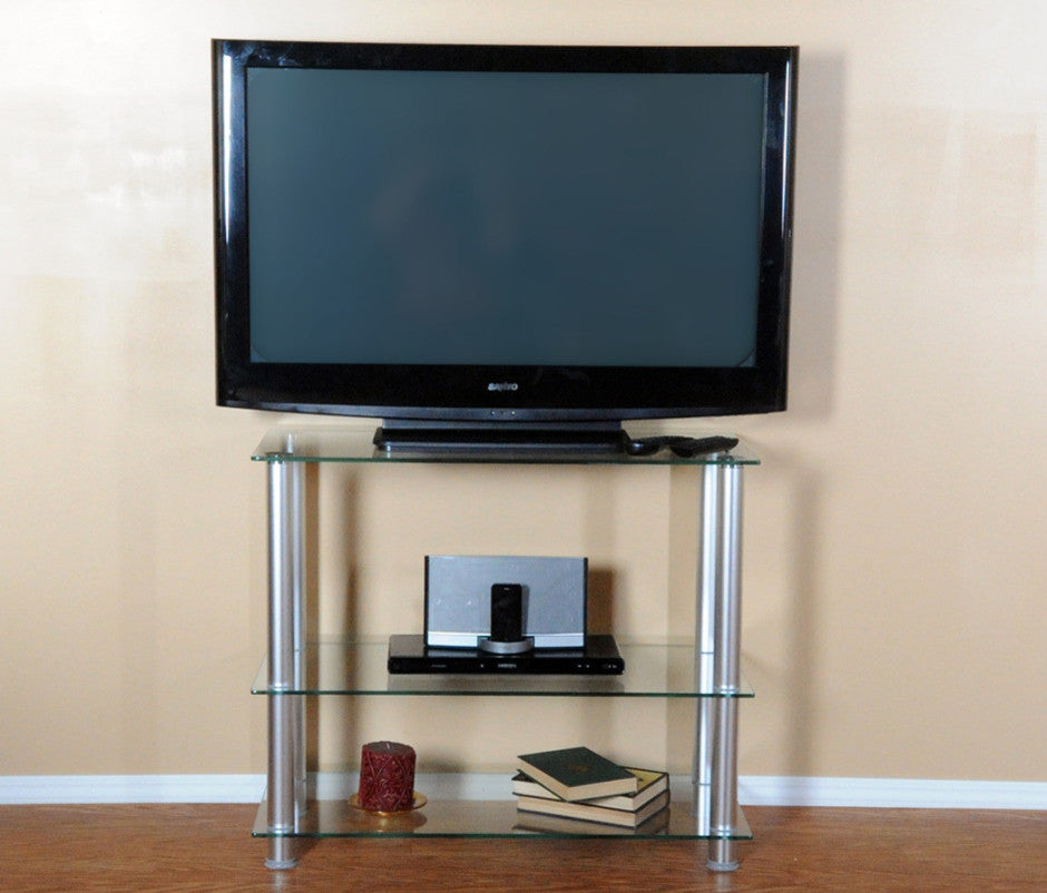 Single Extra Tall LCD and Plasma TV Stand, Frosted Glass and Gloss White, Clear