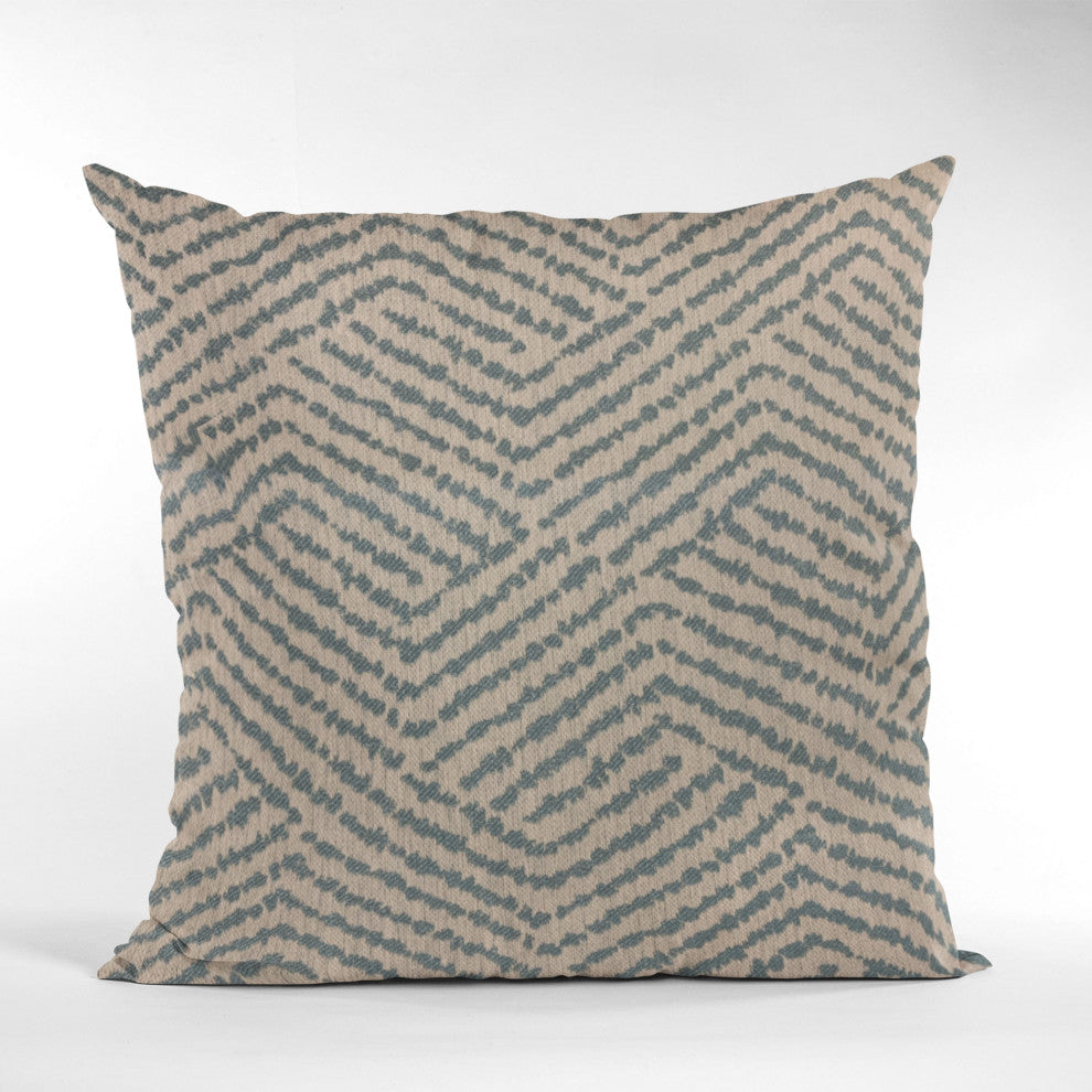 Plutus Blue Maze Chevron Luxury Throw Pillow, 24"x24"