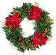 Artificial Mixed Pine with Red Poinsettias Gold Pine Cones and Berries Wreath