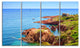 Esterel Rocks Beach Coast, Landscape Canvas Art Print, 48"x28", 4 Panels