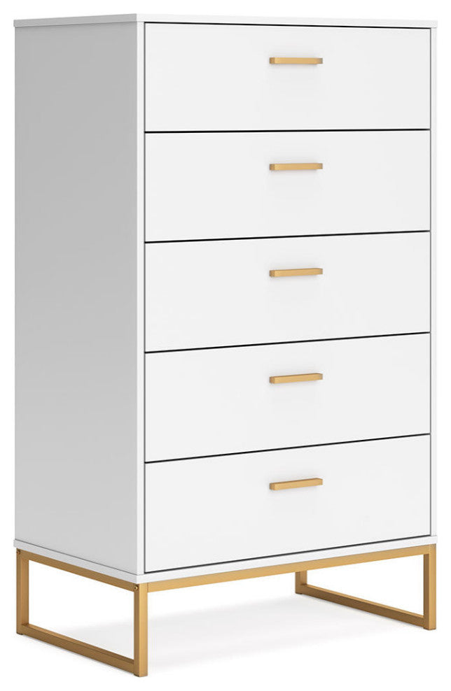 Socalle White/Gold Chest of Drawers