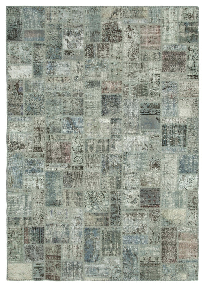 Rug N Carpet - Hand-Knotted Turkish 6' 11" x 9' 9" Vintage Patchwork Area Rug