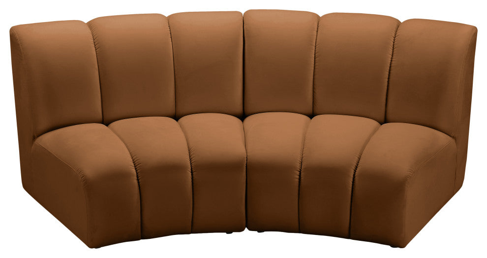 Infinity Channel Tufted Velvet Modular Chair, Saddle, 2 Piece