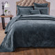 Navy Blue Velvet Plush Waves Bedspread Set, Twin