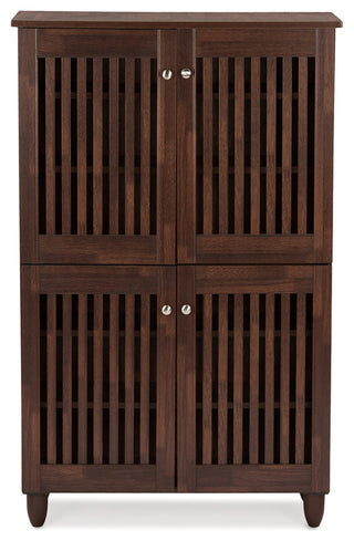 Fernanda Modern 4-Door Oak Brown Wooden Entryway Shoes Storage Tall Cabinet