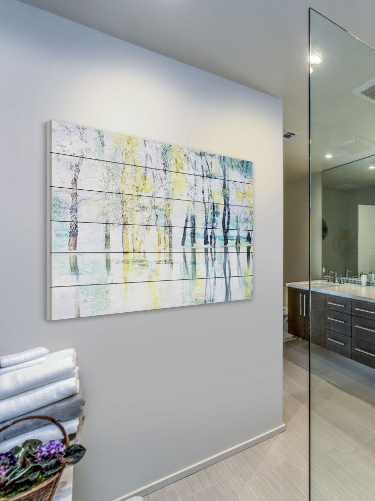 "Yellow Haze" Painting Print on White Wood, 36"x24"