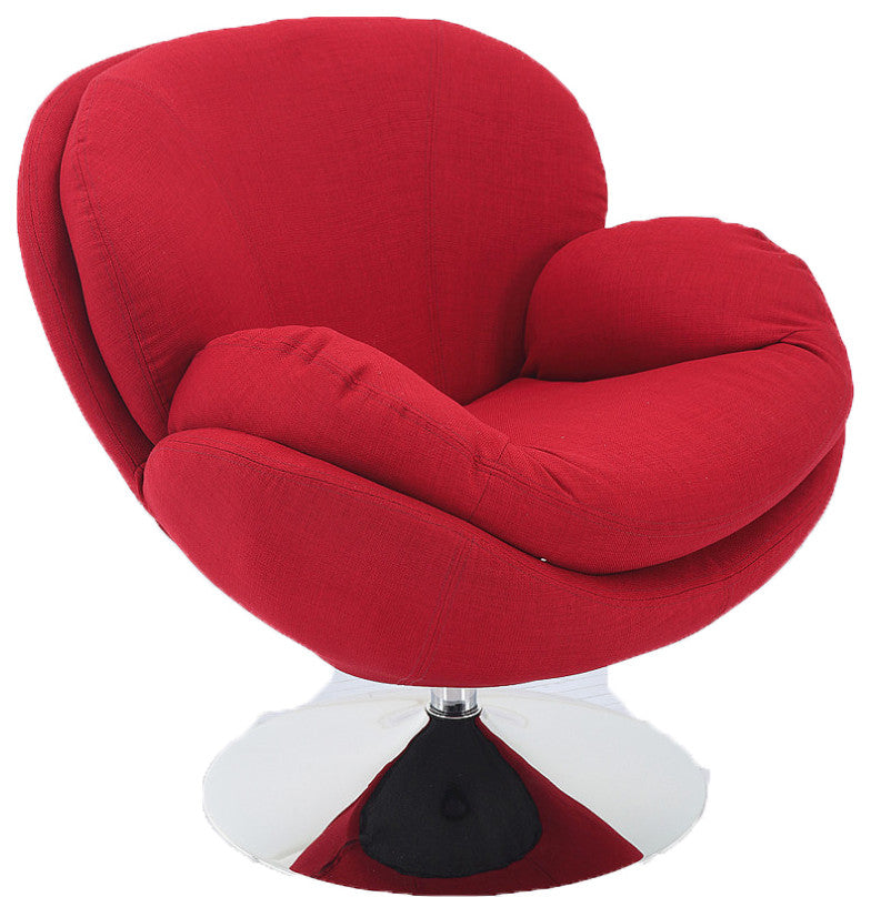 HomeRoots Comfy Red Swivel Wing Arms Accent Chair