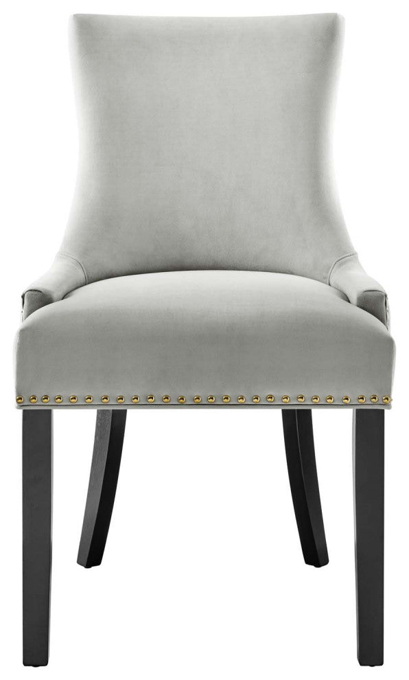 Dining Chair, Nailhead, Set of 2, Gray, Velvet, Modern, Bistro Hospitality
