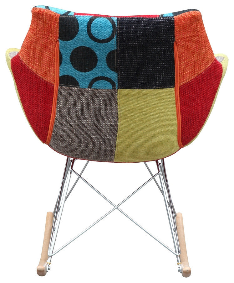 Vintage-Style Rocker Arm Chair, Fabric Seat