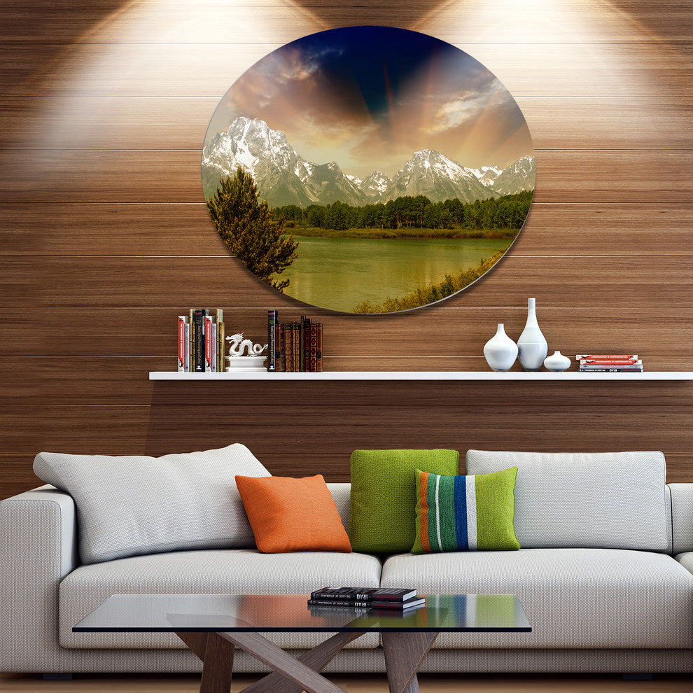 Grand Teton National Park, Landscape Art Disc Metal Wall Art, 11"