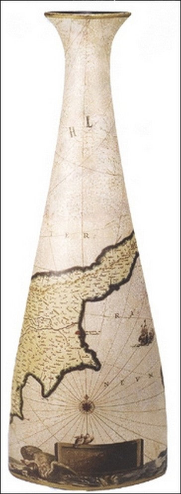 Porcelain Nautical Map Vase