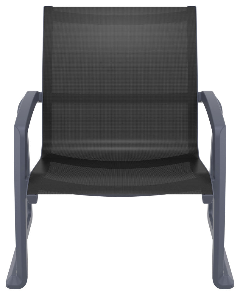 Pacific Club Arm Chair Frame Black Sling Set of 2, Dark Gray-Black
