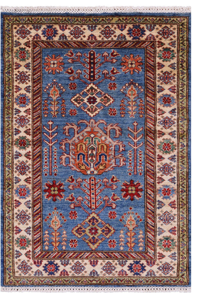 Hand-Knotted Super Kazak Wool Rug 2' 7" X 3' 9" - Q12979