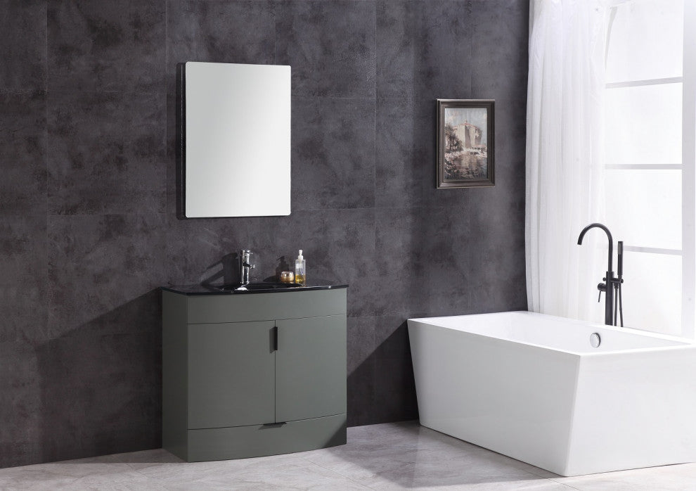 36" Pewter Green Bathroom Vanity, PVC