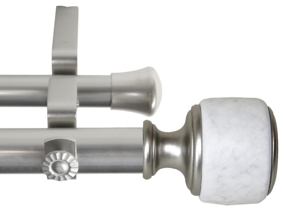 Adalynn 1" Diameter Double Curtain Rod, Satin Nickel, 160-240"