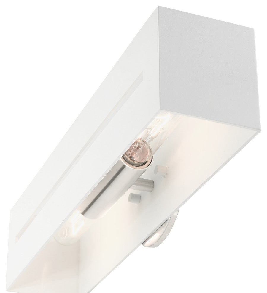 Textured White With Brushed Nickel Accents Urban, Industrial, Vanity Sconce