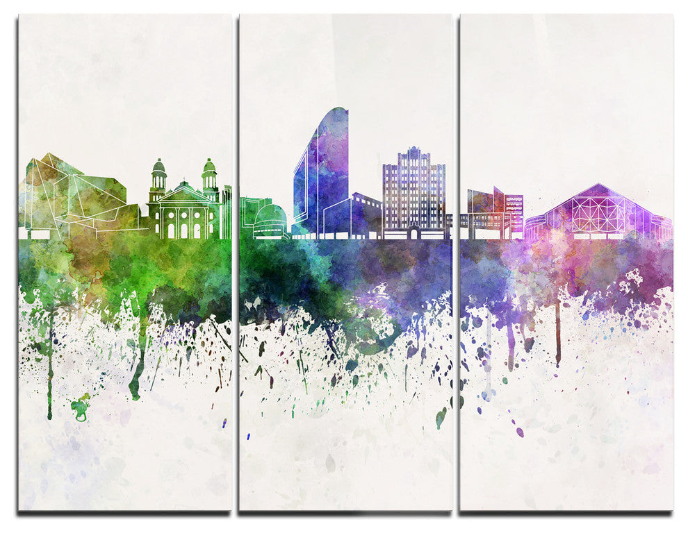 "San Jose Skyline" Glossy Metal Wall Art, 3 Panels, 36"x28"