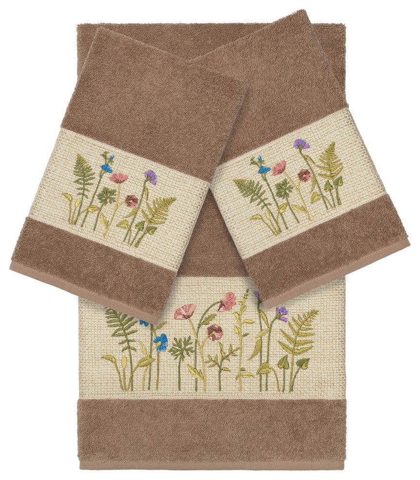 Serenity 3-Piece Embellished Towel Set, Latte