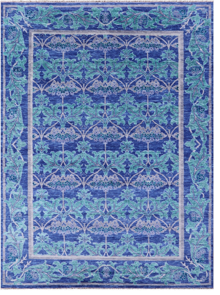 9' 3" X 12' 2" Handmade William Morris Wool Rug - Q13321
