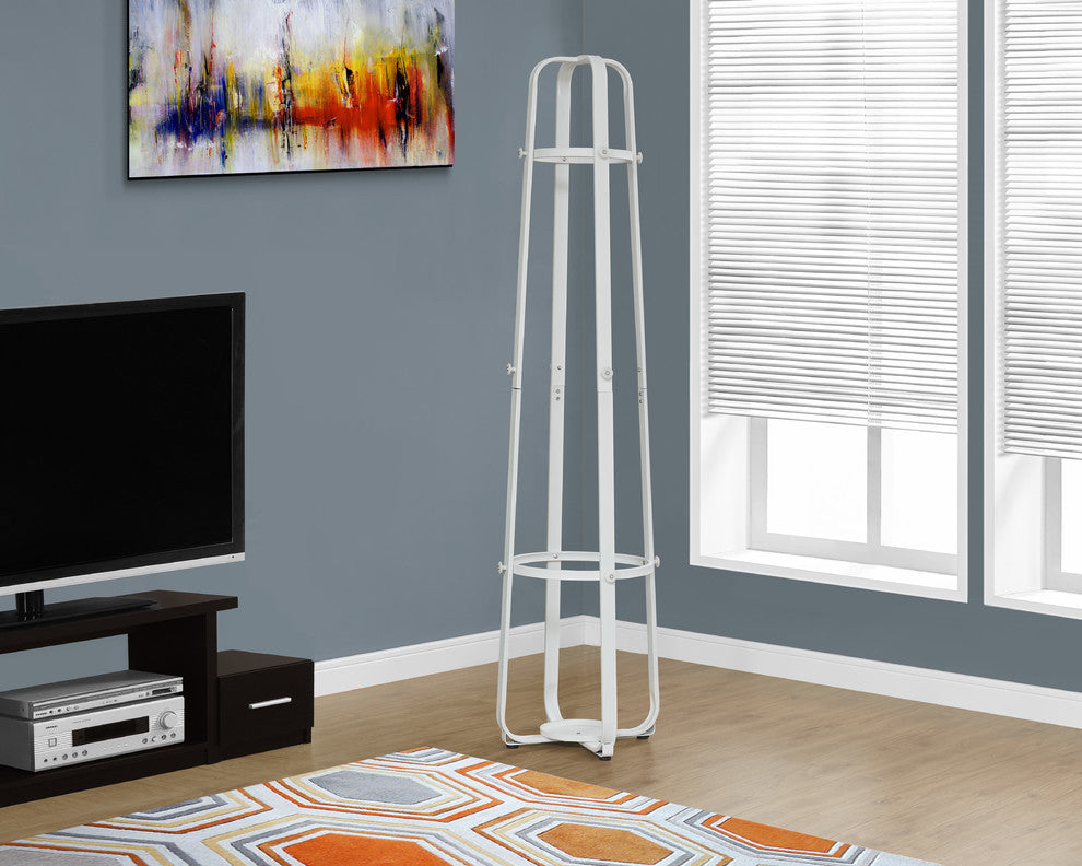 Monarch Specialties Coat Rack, 72", White Metal With An Umbrella Holder