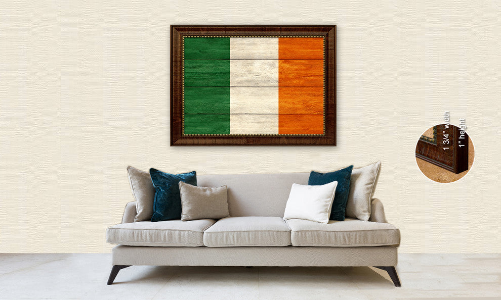 Israel Country Textured Flag Print With Brown Gold Frame, 23"X33"