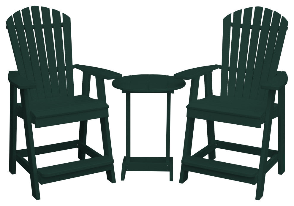 Poly Lumber Adirondack Chair with Arms, Turf Green, Counter Height