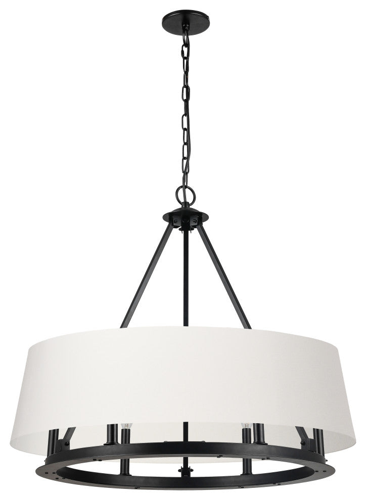 Colby Transitional 6 Light Matte Black White Metal Chandelier