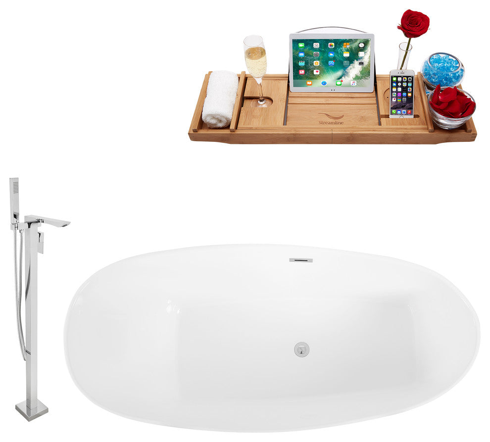 Tub, Faucet and Tray Set Streamline 67" Freestanding KH95-140