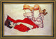 Egon Schiele Wally with a Red Blouse - 18" x 27" Framed Premium Canvas Print
